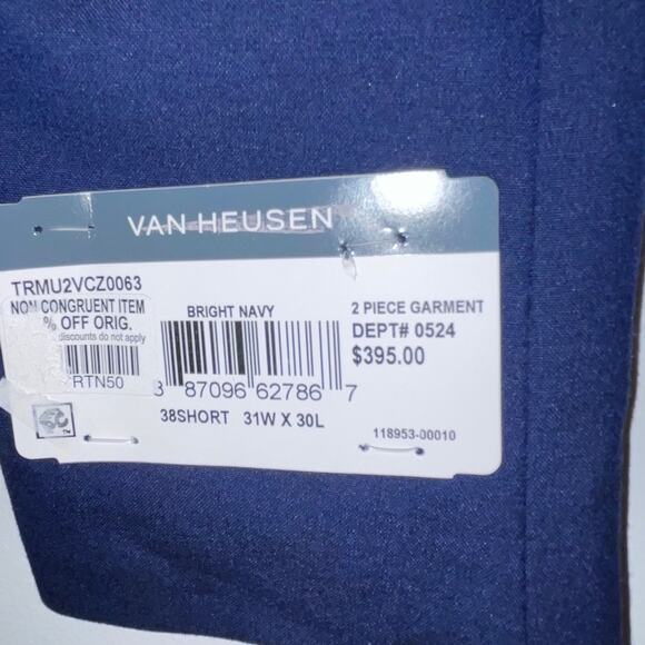 Van Heusen Men's Flex Plain Slim Fit Suit jacket bright blue, 38S $395 - Picture 7 of 10